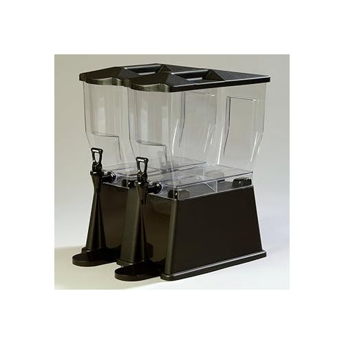  Carlisle FoodService Products Trimline Double Base Rectangular Drink Dispenser with Spigot for Catering, Buffets, Restaurants, Polycarbonate (Pc), 3.5 Gallons, Black