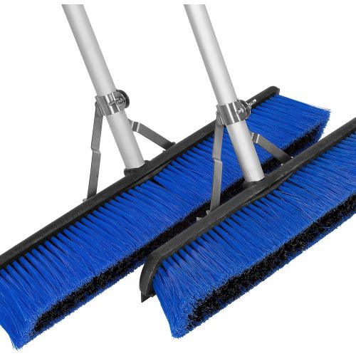  [아마존베스트]Carlisle Paddles Carlisle 3621962414 Sweep Complete Aluminum Handle Floor Sweep with Squeegee, Plastic Bristles, 24 Length, 3 Bristle Trim, Blue