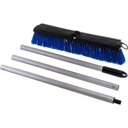  [아마존베스트]Carlisle Paddles Carlisle 3621961814 Sweep Complete Aluminum Handle Floor Sweep with Squeegee, Plastic Bristles, 18 Length, 3 Bristle Trim, Blue