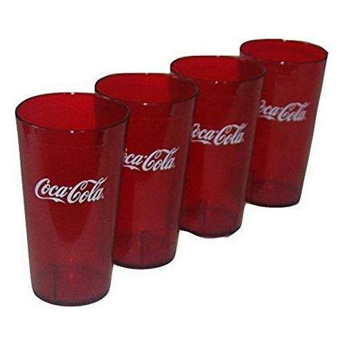  Carlisle Paddles Coca Cola Logo Ruby Red Plastic Tumblers Set of 4-16oz (Coke)