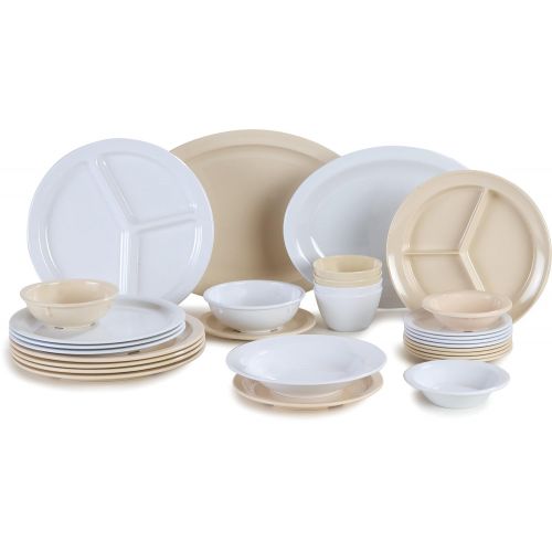  Carlisle KL10202 Kingline Melamine 3-Compartment Plate, 10.06 Diameter x 0.74 Height, White (Case of 48)