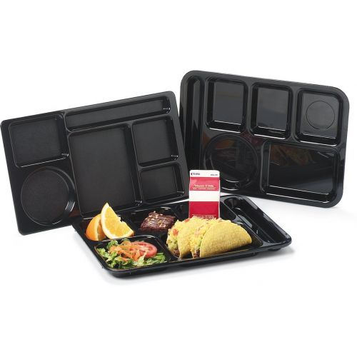  Carlisle 61403 ABS Left-Hand 6-Compartment Divided Tray, 14 X 10, Black (Case of 24)