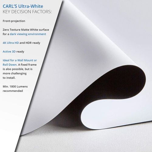  Carls Place (2.39:1) 93x222in.-240 Diag. Carls UltraWhite Projector Screen Material (4K Ultra HD, HDR Ready)