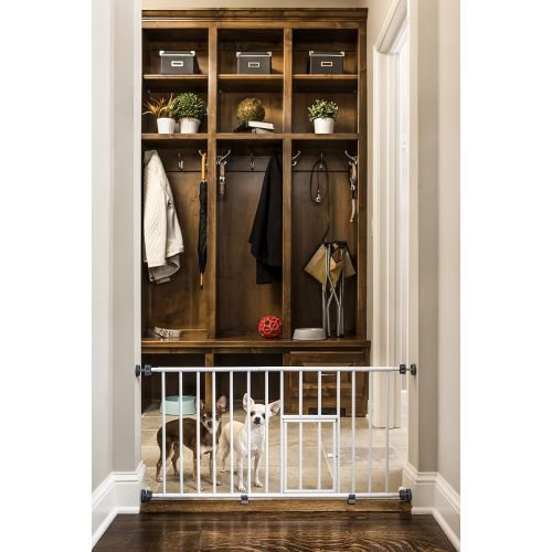  Carlson Pet Products MINI Expandable Extra Wide Pet Gate with Small Pet Door (916006), White, 18-31 inches