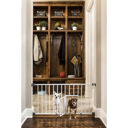  Carlson Pet Products MINI Expandable Extra Wide Pet Gate with Small Pet Door (916006), White, 18-31 inches