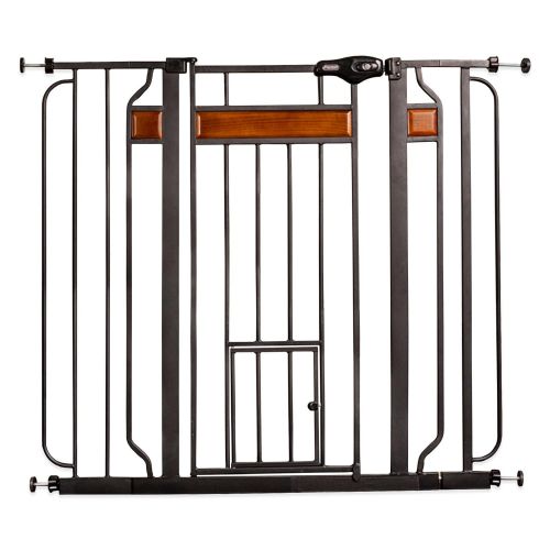  Carlson Design Paw Pressure-Mount Extra-Tall Pet-Door Pet Gate in Black with Wood Trim