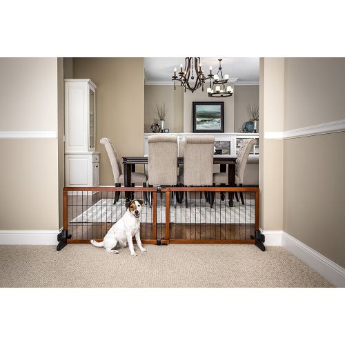  Carlson Pet Products Home Decor Premium Wood Adjustable Extra Wide Freestanding Pet Gate