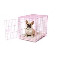 Carlson Pet Products Carlson Pink Secure and Compact Single Door Metal Dog Crate, Small