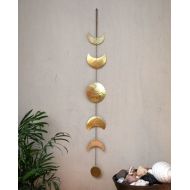 /CarmelsArt Moon Phases Wall Hanging Brass Moon Wall Decor Full Moon Wall Art - Moon Mobile - Moon Child - Lunar