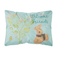 Carolines Treasures Welcome Friends Airedale Terrier Canvas Fabric Decorative Pillow