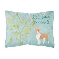 Carolines Treasures Welcome Friends Brown Bull Terrier Canvas Fabric Decorative Pillow