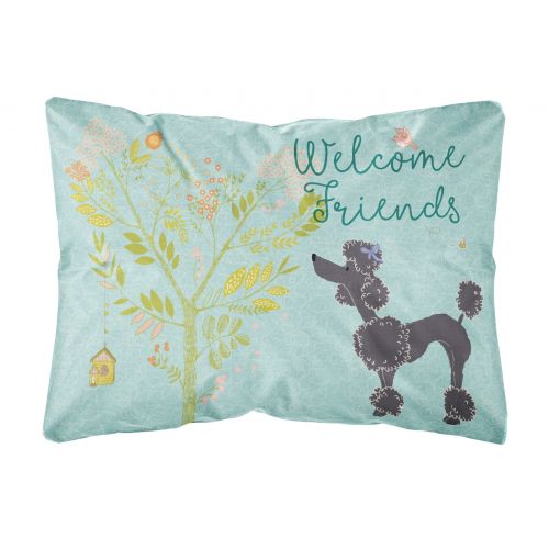  Carolines Treasures Welcome Friends Black Poodle Canvas Fabric Decorative Pillow