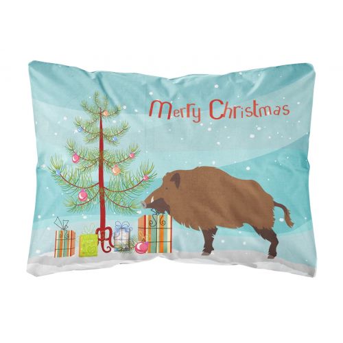  Carolines Treasures Wild Boar Pig Christmas Canvas Fabric Decorative Pillow