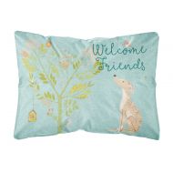 Carolines Treasures Welcome Friends Brindle Greyhound Canvas Fabric Decorative Pillow