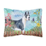 Carolines Treasures Harlequin Great Dane Spring Canvas Fabric Decorative Pillow