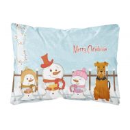 Carolines Treasures Merry Christmas Carolers Airedale Canvas Fabric Decorative Pillow