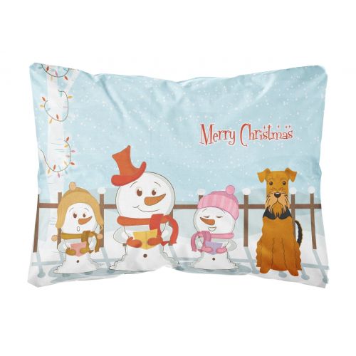  Carolines Treasures Merry Christmas Carolers Airedale Canvas Fabric Decorative Pillow