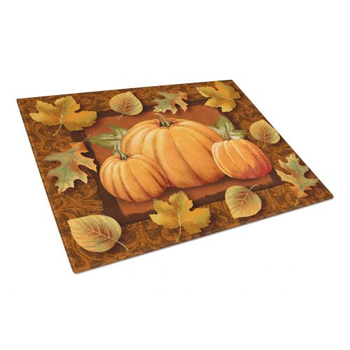  Carolines Treasures Pumpkins and Fall Leaves Glass Cutting Board Large