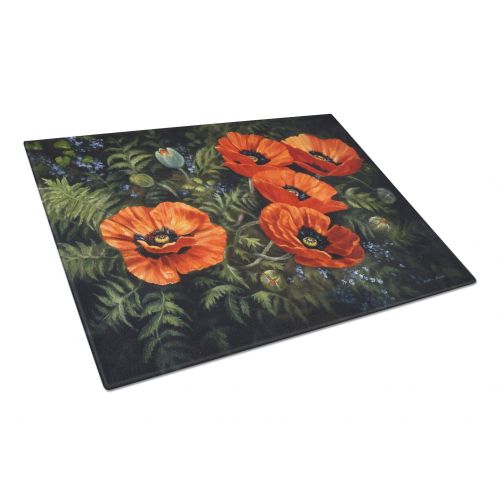  Carolines Treasures Poppies by Daphne Baxter Glass Cutting Board Large