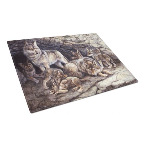  Carolines Treasures Wolf Wolves by the Den Glass Cutting Board Large