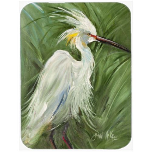  Carolines Treasures White Egret in Green grasses Glass Cutting Board Large