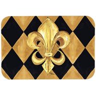 Carolines Treasures 8125-JCMT Black and Gold Fleur de lis New Orleans Kitchen or Bath Mat 24x36, 24H X 36W, multicolor