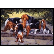 Carolines Treasures BDBA0276MAT Basset Hound Puppies, Momma and Daddy Indoor or Outdoor Mat 18x27, 18H X 27W, Multicolor