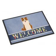 Carolines Treasures BB5700MAT Border Collie Red White Welcome Indoor or Outdoor Mat 18x27, 18H X 27W, Multicolor