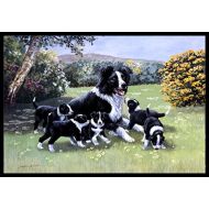 Carolines Treasures BDBA0257MAT Border Collie Puppies with Momma Indoor or Outdoor Mat 18x27, 18H X 27W, Multicolor