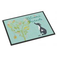 Carolines Treasures BB7592MAT Welcome Friends Black White Greyhound Indoor or Outdoor Mat 18x27, 18H X 27W, Multicolor