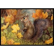 Carolines Treasures BDBA0097JMAT Grey Squirrel in Fall Leaves Indoor or Outdoor Mat 24x36, 24H X 36W, Multicolor