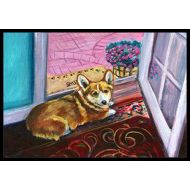 Carolines Treasures 7410MAT Corgi Watching from The Door Indoor or Outdoor Mat 18x27, 18H X 27W, Multicolor