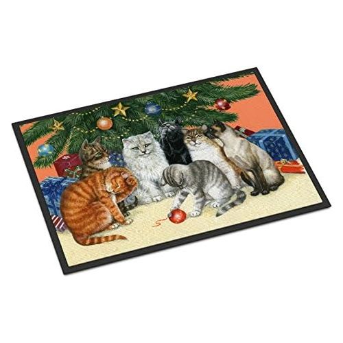  Carolines Treasures BDBA0345JMAT Cats Under The Christmas Tree Indoor or Outdoor Mat 24x36, 24H X 36W, Multicolor