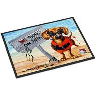 Carolines Treasures AMB1341MAT The Dog Beach Dachshund Indoor or Outdoor Mat 18x27, 18H X 27W, Multicolor