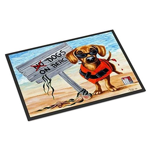  Carolines Treasures AMB1341MAT The Dog Beach Dachshund Indoor or Outdoor Mat 18x27, 18H X 27W, Multicolor