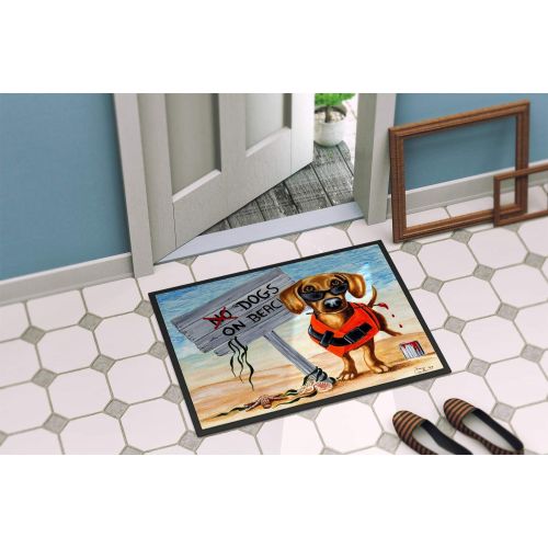  Carolines Treasures AMB1341MAT The Dog Beach Dachshund Indoor or Outdoor Mat 18x27, 18H X 27W, Multicolor