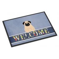 Carolines Treasures BB5589MAT Pug Fawn Welcome Indoor or Outdoor Mat 18x27, 18H X 27W, Multicolor