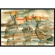 Carolines Treasures 8980JMAT Pelicans on Their Perch Abstract Indoor or Outdoor Mat 24x36, 24H X 36W, Multicolor
