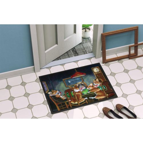  Carolines Treasures 7416JMAT Corgi Playing Poker Indoor or Outdoor Mat 24x36, 24H X 36W, Multicolor