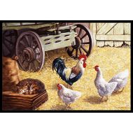 Carolines Treasures BDBA0339JMAT Rooster and Hens Chickens in The Barn Indoor or Outdoor Mat 24x36, 24H X 36W, Multicolor