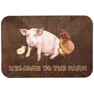 Carolines Treasures SB3083CMT Welcome to the Farm with the pig and chicken Kitchen or Bath Mat 20x30, 20H x 30W, multicolor