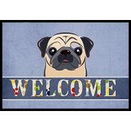 Carolines Treasures BB1448MAT Fawn Pug Welcome Indoor or Outdoor Mat 18x27, 18H X 27W, Multicolor