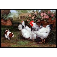 Carolines Treasures HEH0003JMAT Chickens, Hens and Puppy Indoor or Outdoor Mat 24x36, 24H X 36W, Multicolor