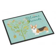 Carolines Treasures BB7609JMAT Welcome Friends Pembroke Welsh Corgi Tricolor Indoor or Outdoor Mat 24x36, 24H X 36W, Multicolor