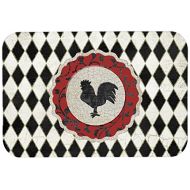 Carolines Treasures SB3086JCMT Rooster Harlequin Black and white Kitchen or Bath Mat 24x36, 24H X 36W, multicolor