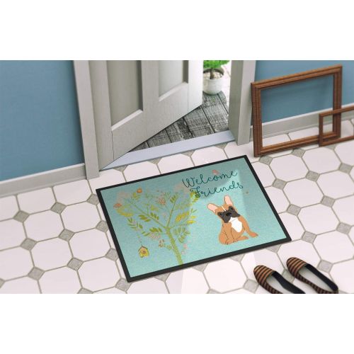  Carolines Treasures BB7633MAT Welcome Friends Fawn French Bulldog Indoor or Outdoor Mat 18x27, 18H X 27W, Multicolor