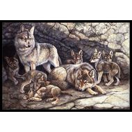 Carolines Treasures BDBA0157JMAT Wolf Wolves by The Den Indoor or Outdoor Mat 24x36, 24H X 36W, Multicolor