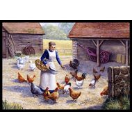 Carolines Treasures BDBA0352MAT Chicken Hen Feeding Time Indoor or Outdoor Mat 18x27, 18H X 27W, Multicolor