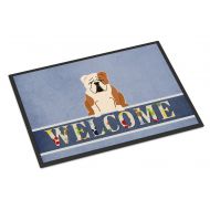 Carolines Treasures BB5706MAT English Bulldog Fawn White Welcome Indoor or Outdoor Mat 18x27, 18H X 27W, Multicolor