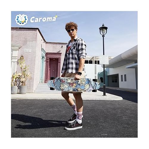  Caroma Electric Skateboards for Adults, 700W Brushless Motor, 18.6MPH Top Speed, 12 Miles Max Range, 3 Speed Modes, Electric Skateboard with Remote, Electric Longboard Suitable for Adults & Teens